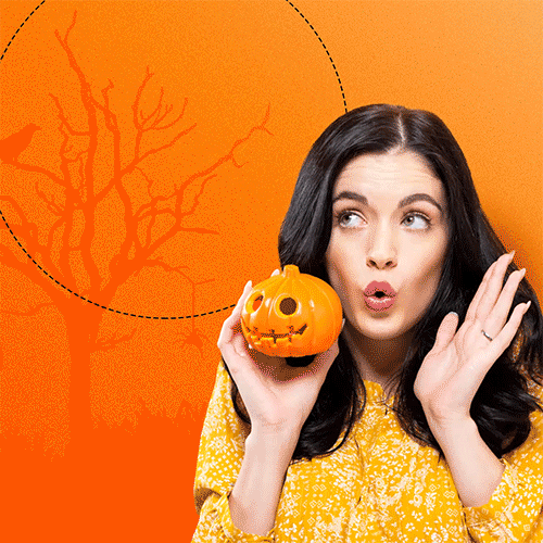 bootiful skin, woman with pumpkin, boo-tox day event