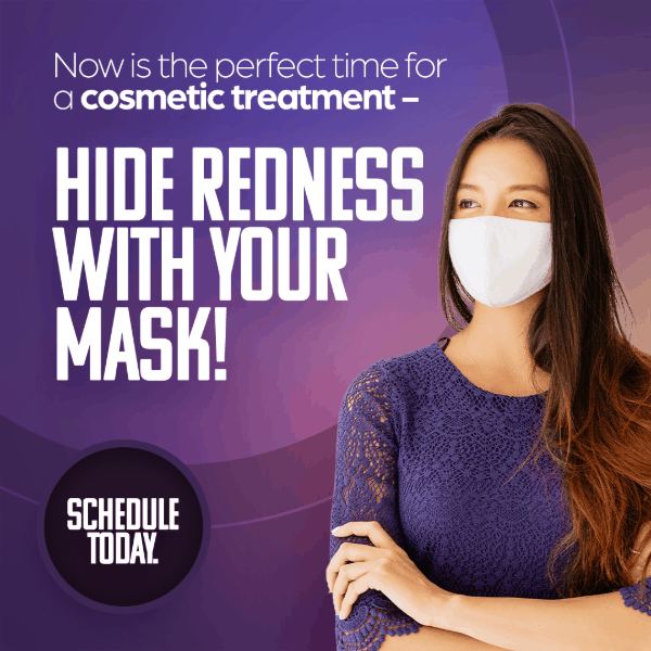 Hide redness with your mask, woman with arms crossed wearing mask, cosmetic treatments, winter skin care